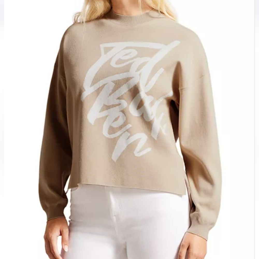 Ted Baker Emallly Camel Jacquard Knit Sweater Size 0 NWT MSRP: $225
